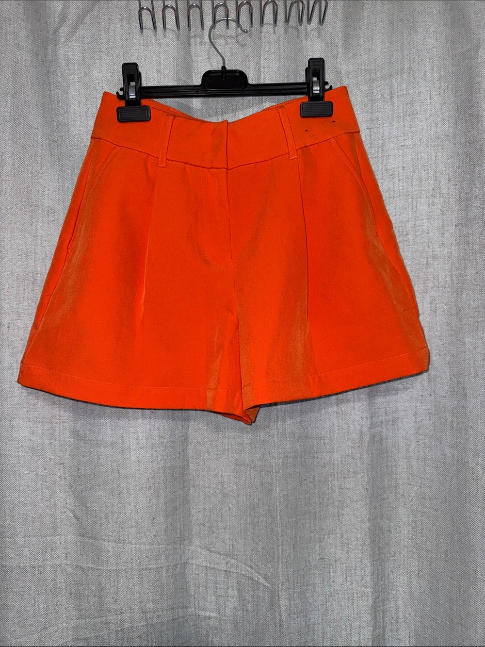 Express Orange Tailored Pleated Dress Shorts